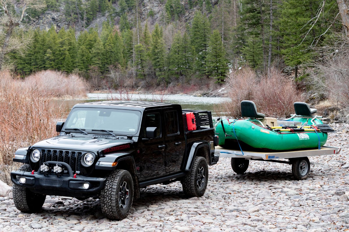 Black Jeep Carry Raft Trailer