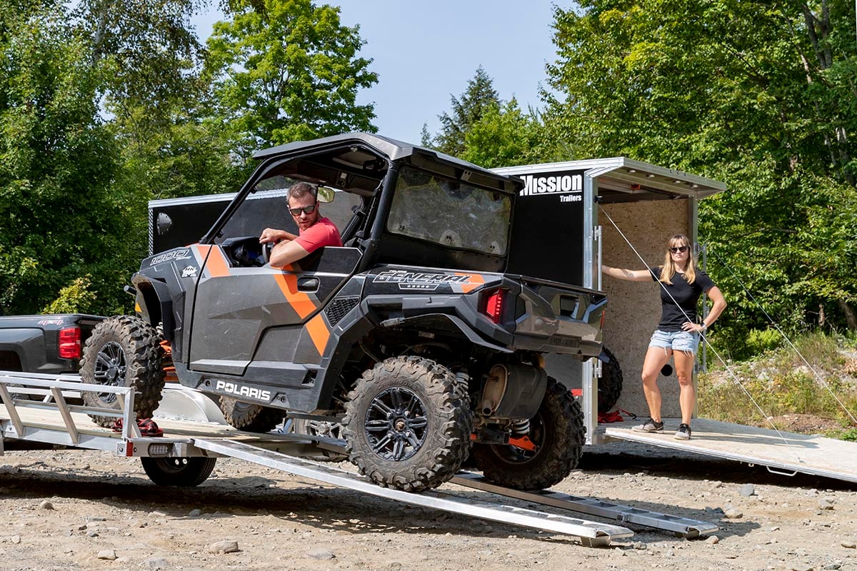 Open ATV Trailer With Ramps Unloading