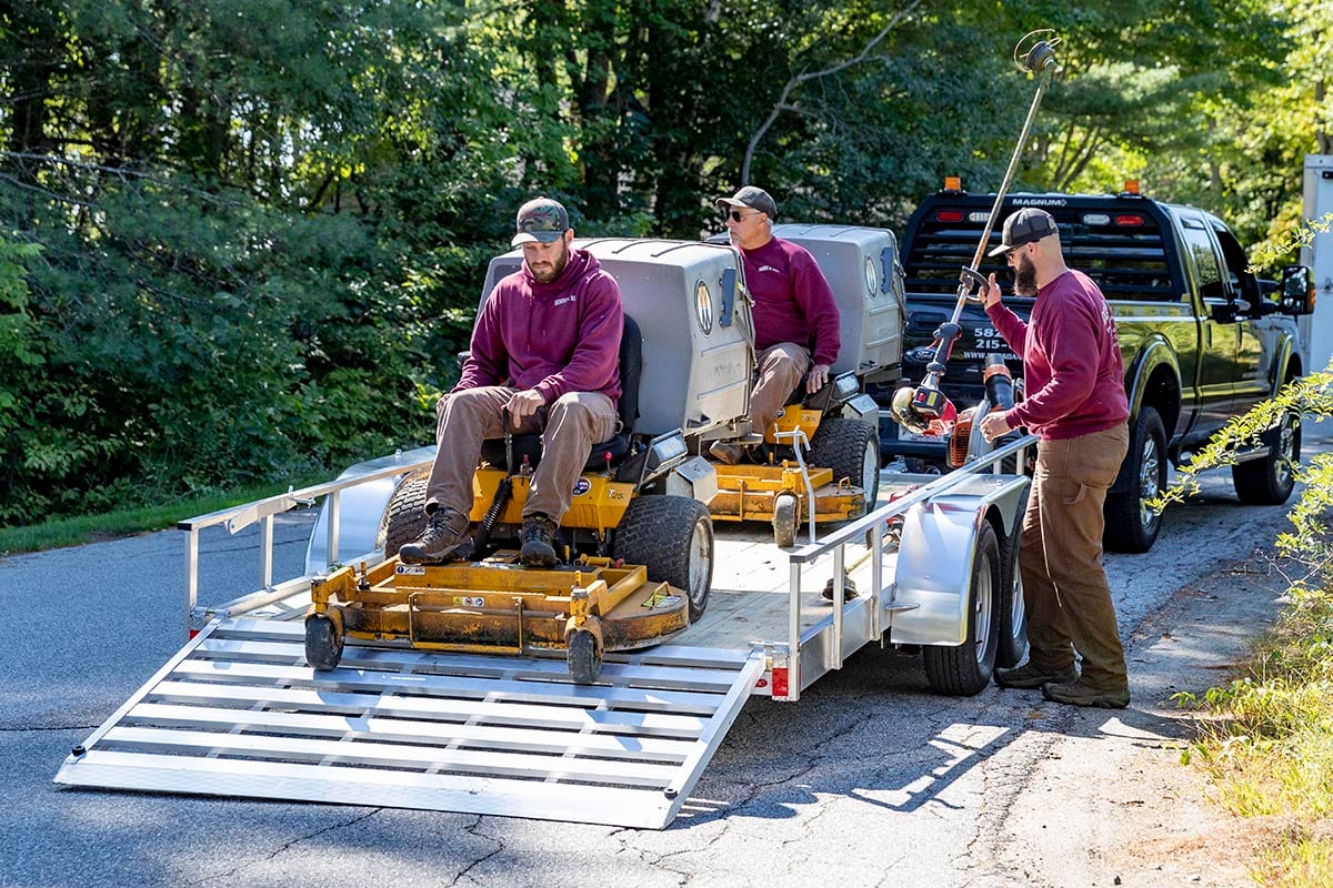 Wood Deck Open Landscape Trailer Ramp Gate